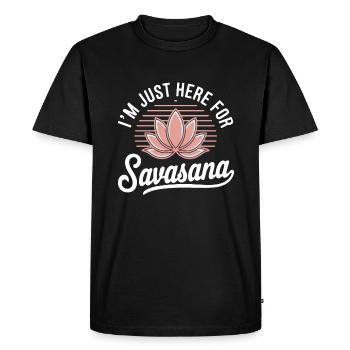 Je suis juste ici pour savasana drôle Yoga Dire Humour - T-shirt Premium bio Homme - noir - Devant - Nico (187cm)