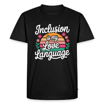 L’inclusion est mon amour professeur d’éducation aux langues - T-shirt Premium bio Homme - noir - Devant - Nico (187cm)