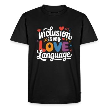 L’inclusion est mon amour professeur d’éducation aux langues - T-shirt Premium bio Homme - noir - Devant - Nico (187cm)