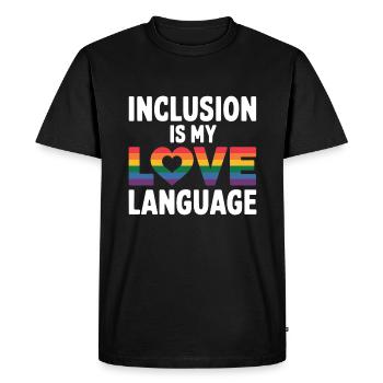 L’inclusion est mon amour professeur d’éducation aux langues - T-shirt Premium bio Homme - noir - Devant - Nico (187cm)