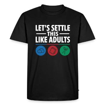 Réglons cela comme des adultes Pierre Papier Ciseaux - T-shirt Premium bio Homme - noir - Devant - Nico (187cm)