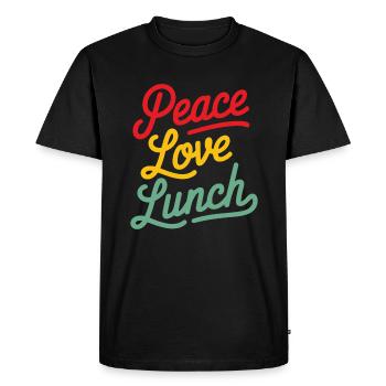 Paix Amour Déjeuner Cantine cafétéria humour - T-shirt Premium bio Homme - noir - Devant - Nico (187cm)