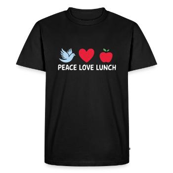 Paix Amour Déjeuner Cantine cafétéria humour - T-shirt Premium bio Homme - noir - Devant - Nico (187cm)