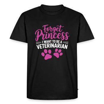 Oubliez la princesse Je veux être vétérinaire - T-shirt Premium bio Homme - noir - Devant - Nico (187cm)