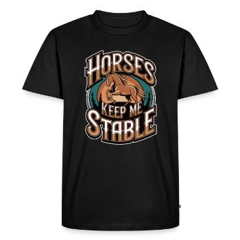 Les chevaux me gardent stable Équitation - T-shirt Premium bio Homme - noir - Devant - Nico (187cm)