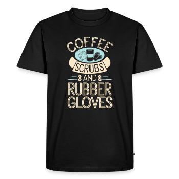 Coffee Scrubs And Rubber Gloves Nursing Nurses - Men's Premium Organic T-Shirt - black - Front - Nico (187cm)