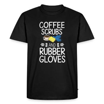 Coffee Scrubs And Rubber Gloves Nursing Nurses - Men's Premium Organic T-Shirt - black - Front - Nico (187cm)