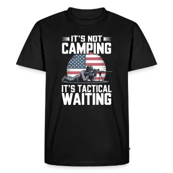 Ce n’est pas du camping C’est de l’attente tactique - T-shirt Premium bio Homme - noir - Devant - Nico (187cm)