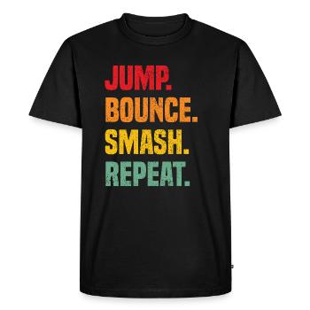 Jump Bounce Smash Repeat funny Bossaball - Men's Premium Organic T-Shirt - black - Front - Nico (187cm)