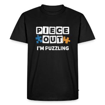 Piece Out I’m déroutant Funny Pun Jigsaw Puzzle - T-shirt Premium bio Homme - noir - Devant - Nico (187cm)