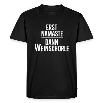 D’abord Namaste puis Wine Spritzer Spritzer Yoga Joke - T-shirt Premium bio Homme - noir - Devant - Nico (187cm)