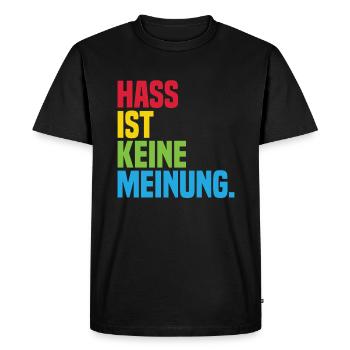 La haine n’est pas une déclaration d’opinion contre la droite - T-shirt Premium bio Homme - noir - Devant - Nico (187cm)