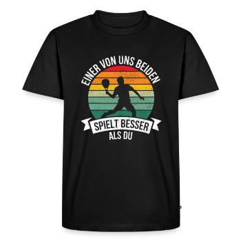 One of us plays better than you padel - Men's Premium Organic T-Shirt - black - Front - Nico (187cm)