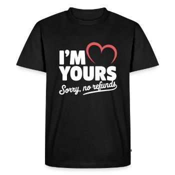 Je suis à toi désolé pas de remboursement Je suis à toi Je suis à toi - T-shirt Premium bio Homme - noir - Devant - Nico (187cm)