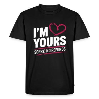 Je suis à toi désolé pas de remboursement Je suis à toi Je suis à toi - T-shirt Premium bio Homme - noir - Devant - Nico (187cm)