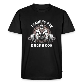 Training for Ragnarok Funny Viking Gym Humor - Men's Premium Organic T-Shirt - black - Front - Nico (187cm)