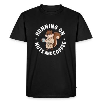Courir sur des noix et du café drôle d’écureuil café - T-shirt Premium bio Homme - noir - Devant - Nico (187cm)