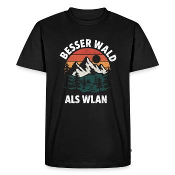 Mieux vaut la forêt que le Wi-Fi Nature Camping Randonnée Blague - T-shirt Premium bio Homme - noir - Devant - Nico (187cm)