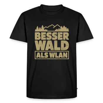 Besser Wald als WLan Natur Camping Wandern Witz - T-shirt Premium bio Homme - noir - Devant - Nico (187cm)