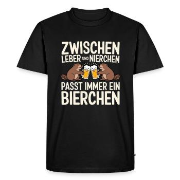 Une bière s’insère toujours entre le foie et les reins - T-shirt Premium bio Homme - noir - Devant - Nico (187cm)