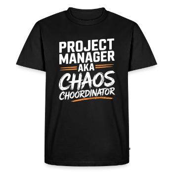Chef de projet alias Chaos Choordinator - T-shirt Premium bio Homme - noir - Devant - Nico (187cm)