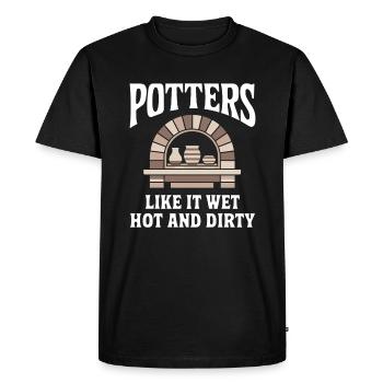 Potters like it wet hot and dirty Funny Pottery - Men's Premium Organic T-Shirt - black - Front - Nico (187cm)