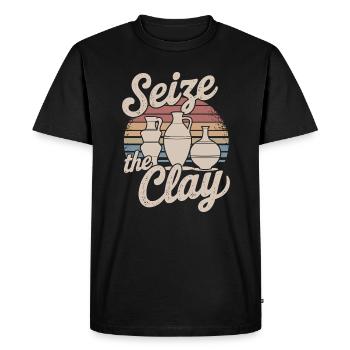 Saisir l’argile poterie amusante jeu de mots pour amateur de céramique - T-shirt Premium bio Homme - noir - Devant - Nico (187cm)