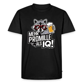 Mehr Promille als IQ Saufen Bier Alkohol Party Was - Männer Premium Bio T-Shirt - Schwarz - Vorne - Nico (187cm)