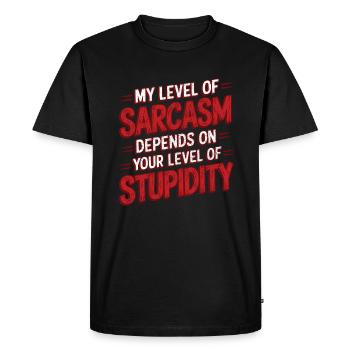Mon niveau de sarcasme dépend de votre niveau de stupi - T-shirt Premium bio Homme - noir - Devant - Nico (187cm)