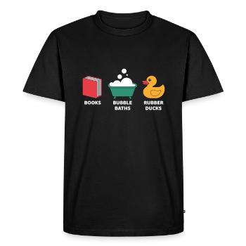 Books Bubble Baths and Rubber Ducks - Men's Premium Organic T-Shirt - black - Front - Nico (187cm)