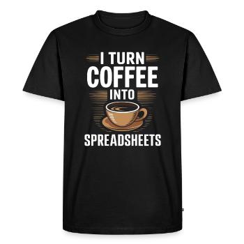Je transforme le café en tableurs Contrôle comptable - T-shirt Premium bio Homme - noir - Devant - Nico (187cm)