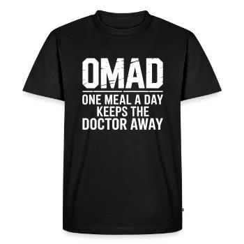 OMAD – Un repas par jour éloigne le médecin - T-shirt Premium bio Homme - noir - Devant - Nico (187cm)