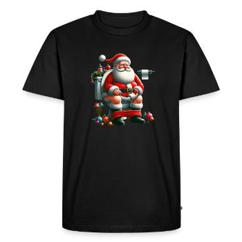 Père Noël caca - Ugly-Sweater-Design - T-shirt Premium bio Homme - noir - Devant - Nico (187cm)