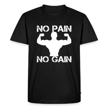 Pas de douleur, pas de gain - Fitness Muscle Building Workout - T-shirt Premium bio Homme - noir - Devant - Nico (187cm)