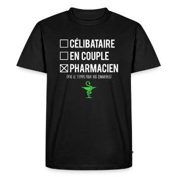 Célibataire En Couple Meilleur Pharmacien Humour - T-shirt Premium bio Homme - noir - Devant - Nico (187cm)