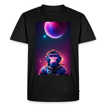 Space Monkey Graphic - Cool Synthwave Astronaut - Men's Premium Organic T-Shirt - black - Front - Nico (187cm)