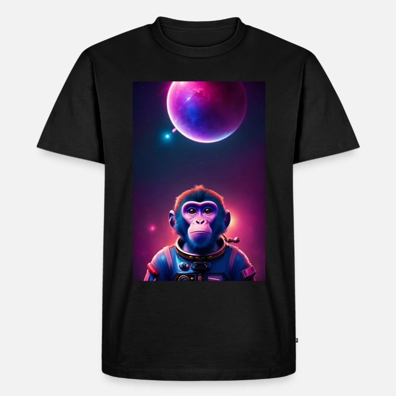Space Monkey Grafik - Cooler Synthwave-Astronaut - Männer Premium Bio T-Shirt - Schwarz