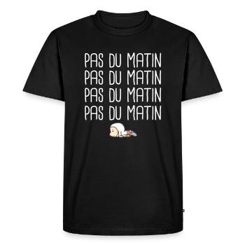 Pas du matin je déteste le matin réveil humour - T-shirt Premium bio Homme - noir - Devant - Nico (187cm)