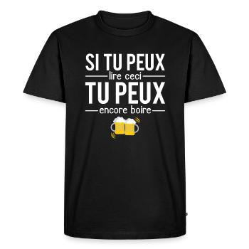 Si tu peux lire ceci tu peux encore boire apéro - T-shirt Premium bio Homme - noir - Devant - Nico (187cm)