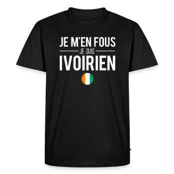 Je m'en fous je suis ivoirien côte d'ivoire humour - T-shirt Premium bio Homme - noir - Devant - Nico (187cm)