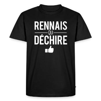 Rennais qui déchire habitant rennes ville france - T-shirt Premium bio Homme - noir - Devant - Nico (187cm)
