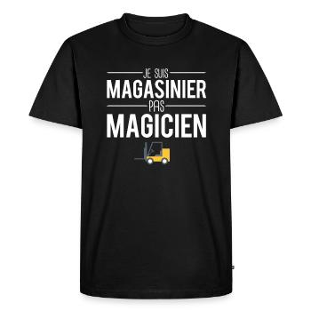 Je suis magasinier pas magicien cadeau magasinier - T-shirt Premium bio Homme - noir - Devant - Nico (187cm)