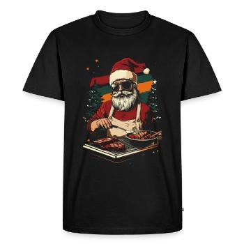 Cool Santa Claus BBQ BBQ - Men's Premium Organic T-Shirt - black - Front - Nico (187cm)