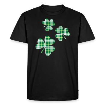 3 Shamrocks en tartan irlandais de la Saint-Patrick - T-shirt Premium bio Homme - noir - Devant - Nico (187cm)