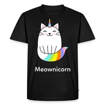 Licorne chat couleurs arc-en-ciel - T-shirt Premium bio Homme - noir - Devant - Nico (187cm)