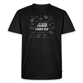 Racine carrée de 6400 - 80e anniversaire math nerd - T-shirt Premium bio Homme - noir - Devant - Nico (187cm)