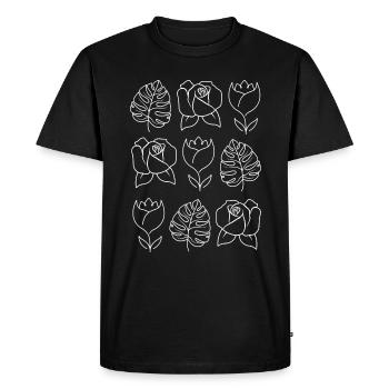 Fleurs - Fleurs minimalistes - T-shirt Premium bio Homme - noir - Devant - Nico (187cm)