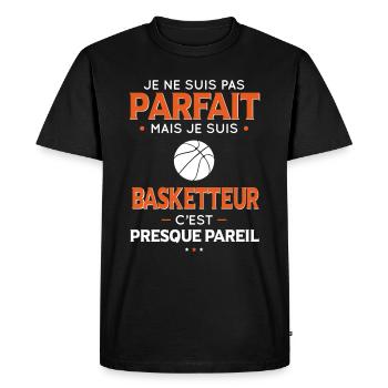 Je ne suis pas parfait mais je suis basketteur - T-shirt Premium bio Homme - noir - Devant - Nico (187cm)