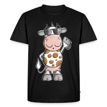 Cool cow with sunglasses - Men's Premium Organic T-Shirt - black - Front - Nico (187cm)