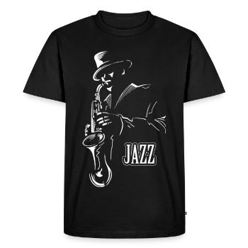 Jazz Sax Noir et Blanc - T-shirt Premium bio Homme - noir - Devant - Nico (187cm)
